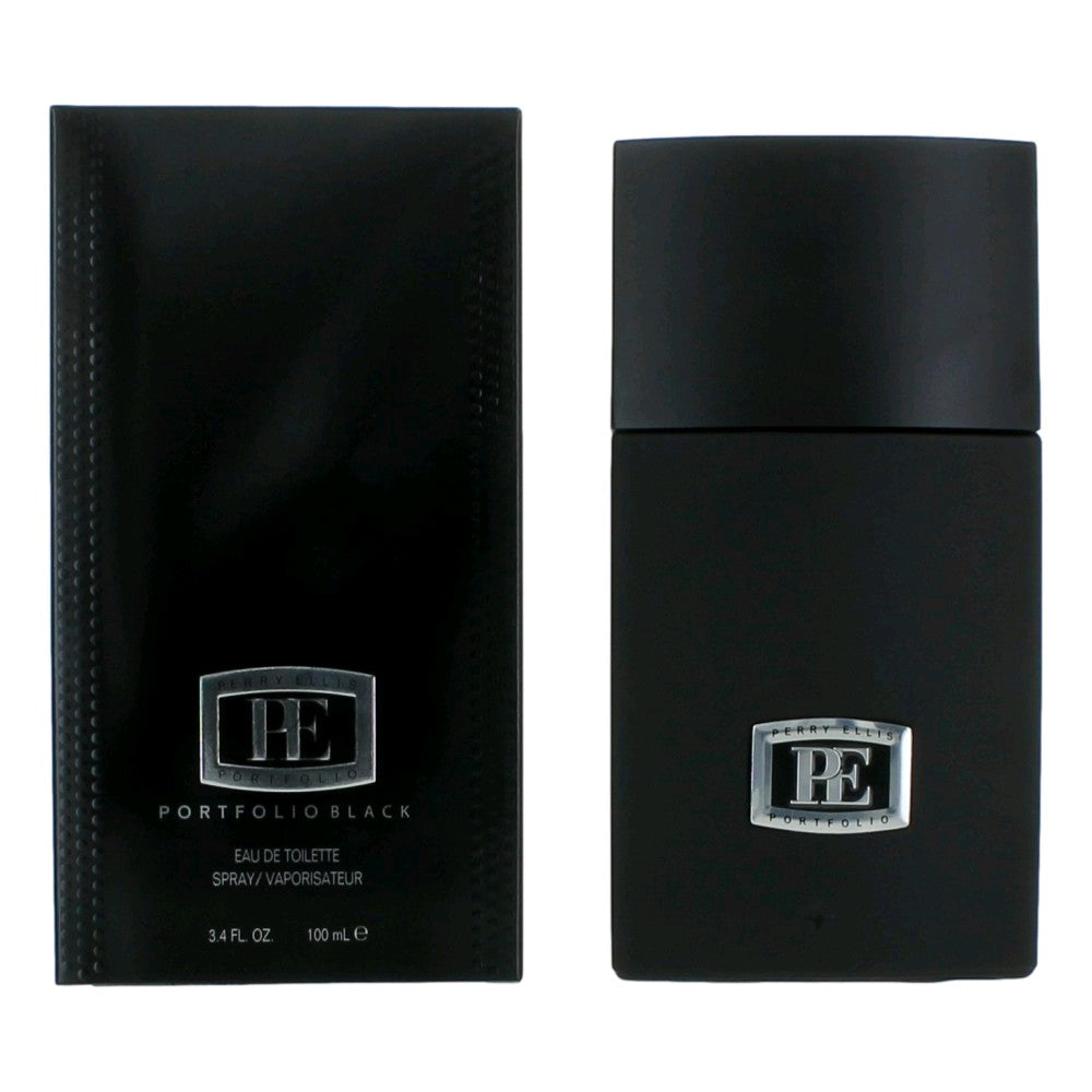 Bottle of Portfolio Black by Perry Ellis, 3.4 oz Eau De Toilette Spray for Men